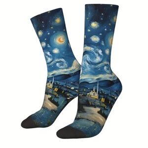 NWT Starry Night Art Socks OS See Pics Van Gogh